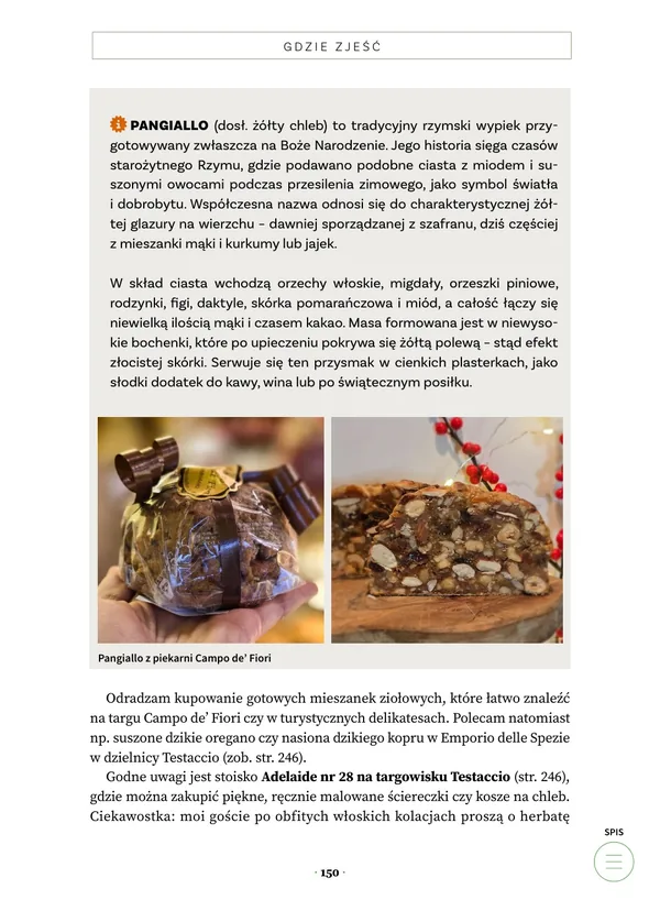 Strona z rozdziału „Gdzie zjeść” – „Rzym Food Tour”